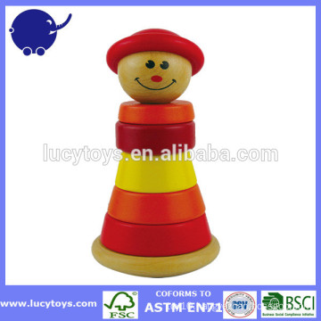 wooden funny face clown stacker toy